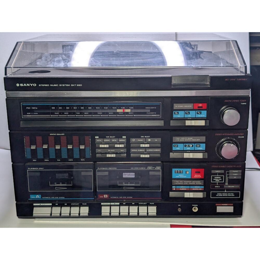 Vintage Sanyo GXT 220 Stereo Music System Turntable Cassette Repair Parts